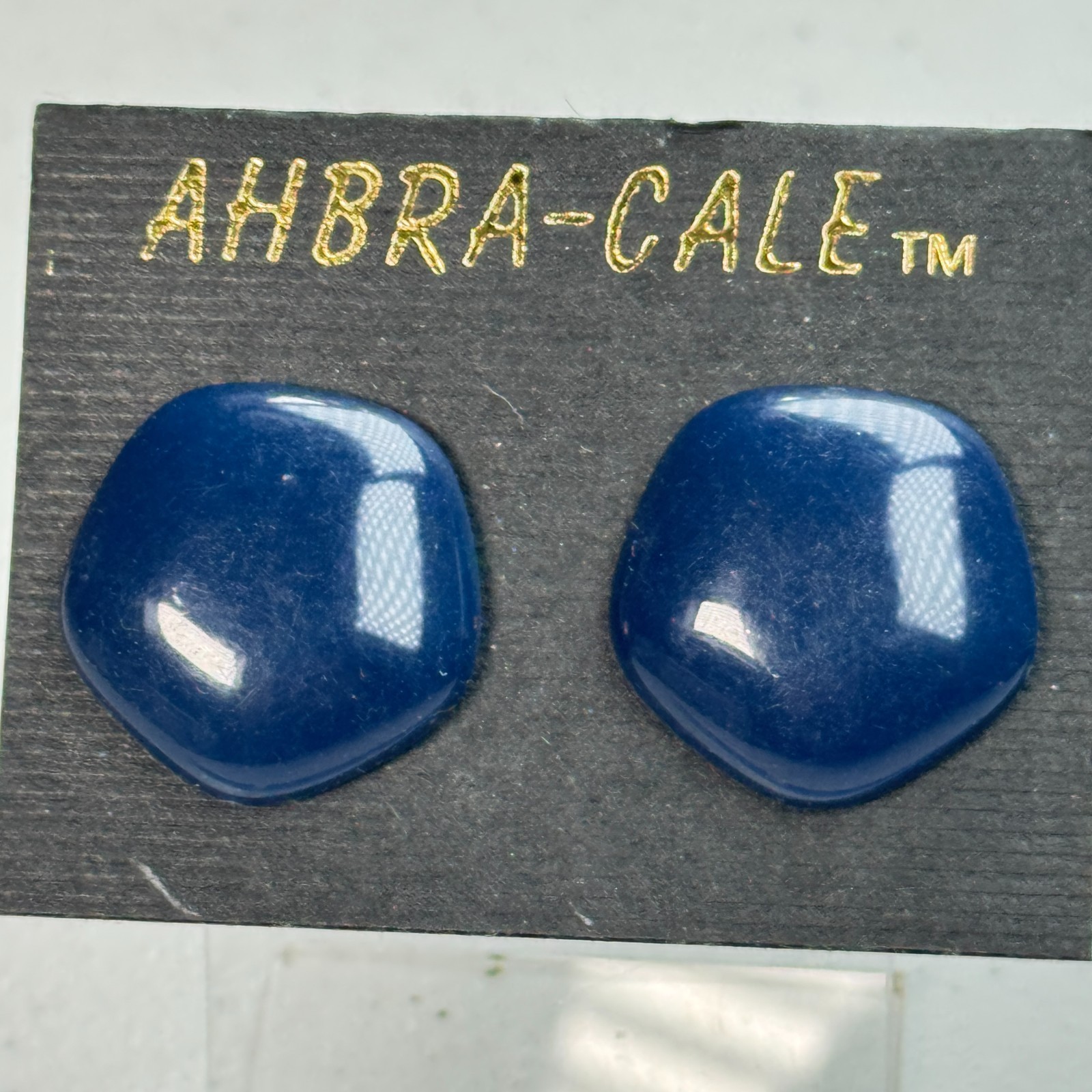 Vintage Earrings Blue Pentagon Stud Acrylic Chunky Statement Large 90s Y2K 80s