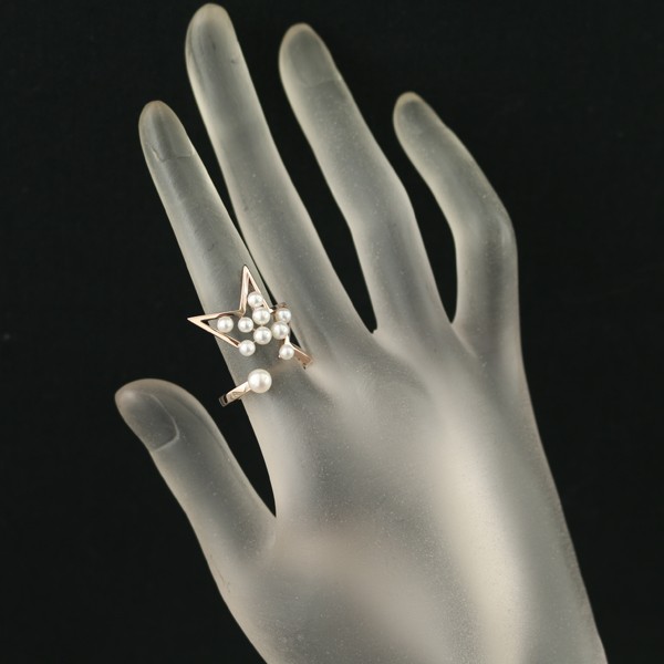 Auth TASAKI Ring Akoya Pearl Abstract Star US6-6.25 18K RG