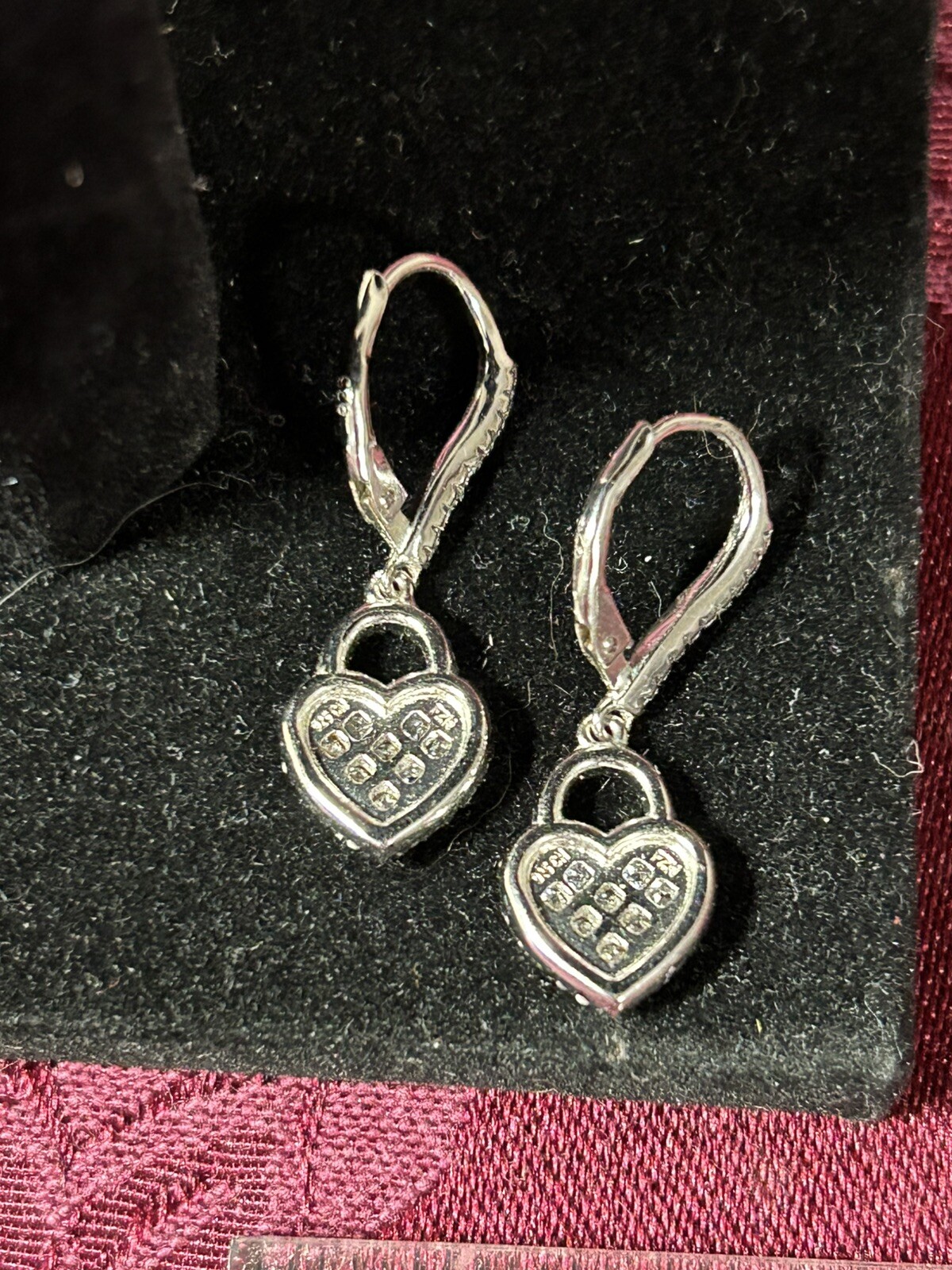 Sterling Silver .925 FZN CN Fuzion Creations CZ Heart Shaped Dangle Earrings