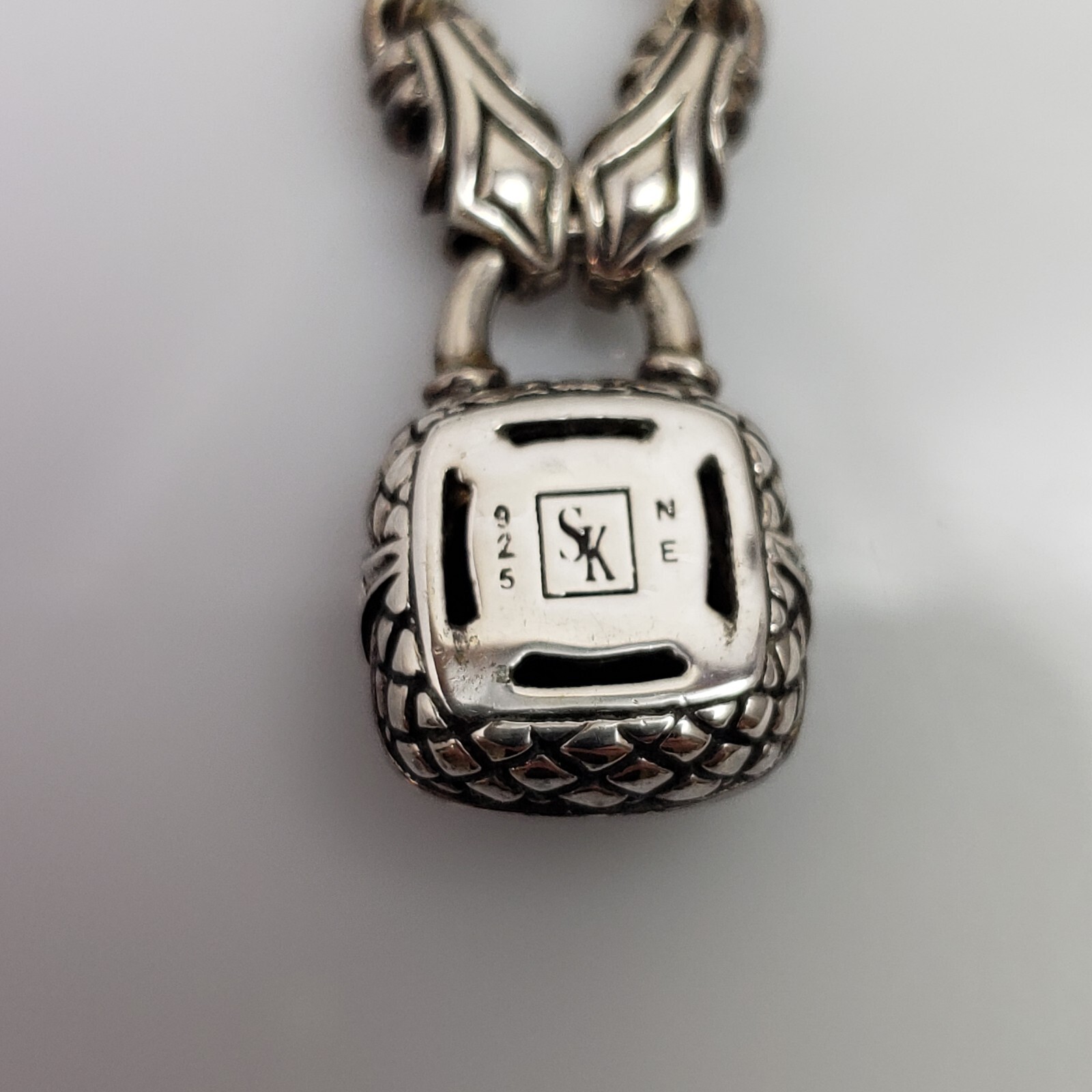 Scott Kay Sterling Silver Cushion Cut Black Onyx Diamond Necklace 16″