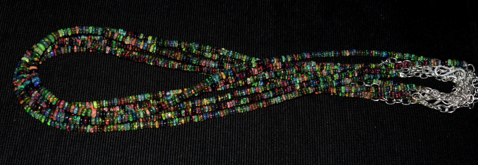 16″Natural Ethiopian Black Opal Wello Fire Opal Gemstone Bead 1 Necklace NEW