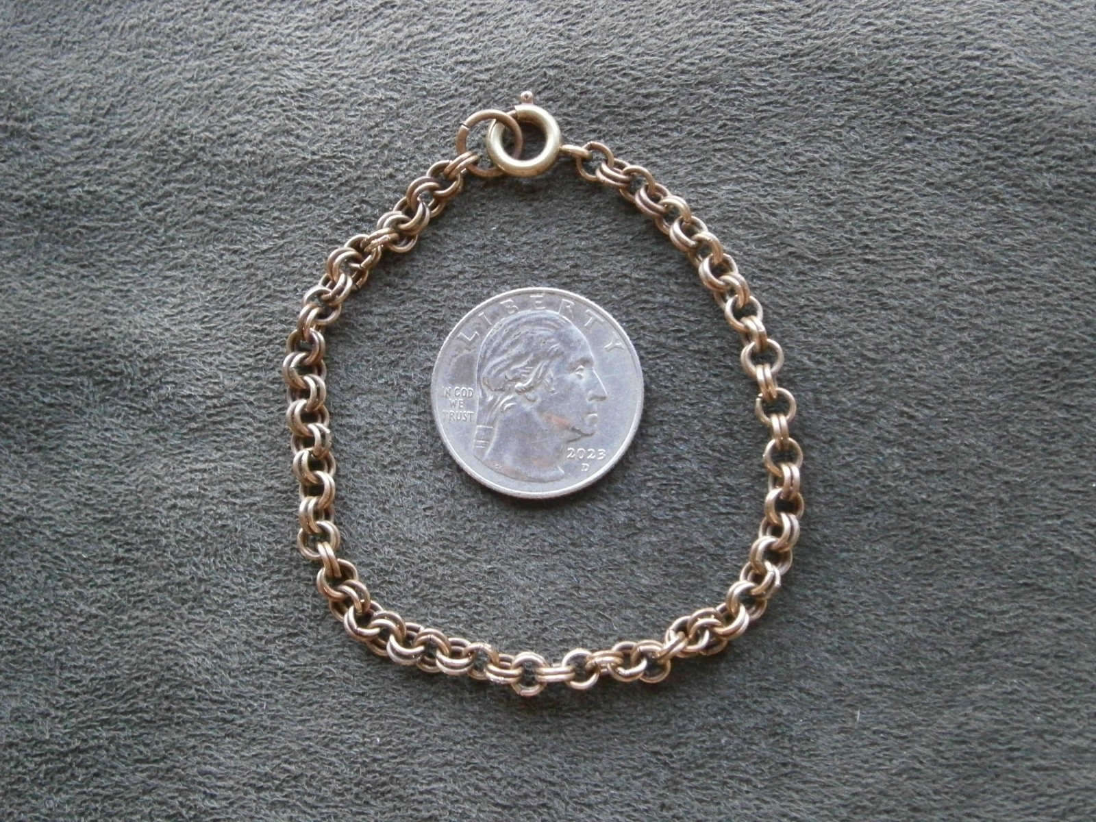 Honey Gold-Colored Double Link Antique Bracelet 7.25″ ~ 6.0g