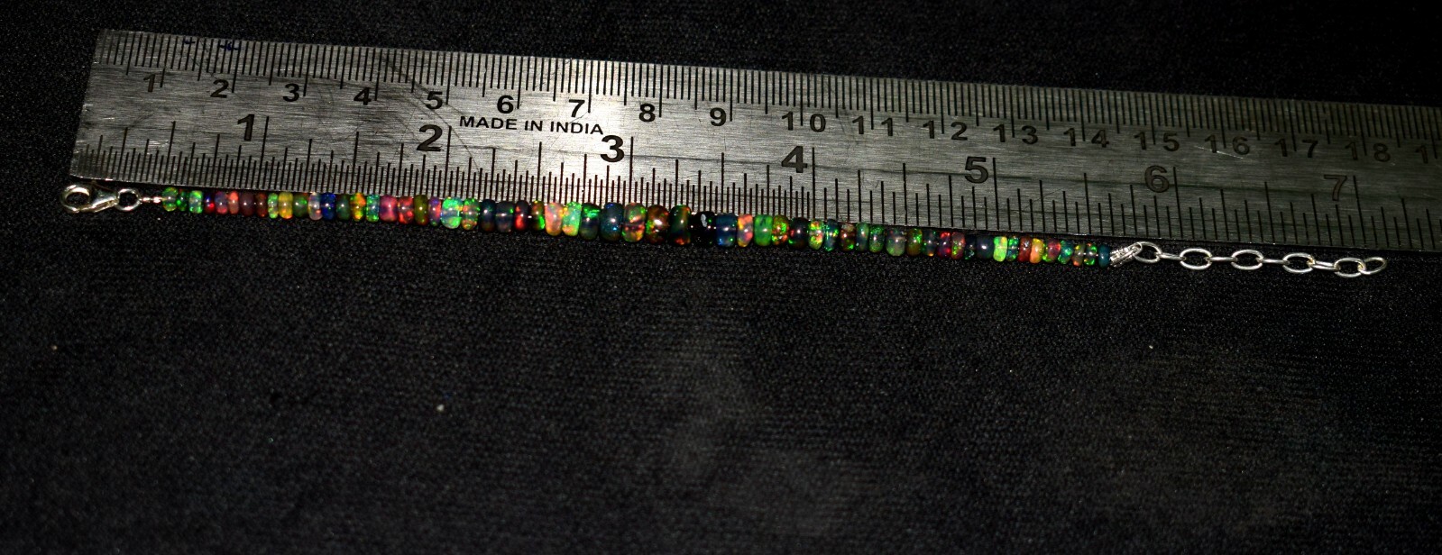 925Sterling Silver Natural Ethiopian Opal Gemstone 3to5mm Beads 7″Bracelet F0351