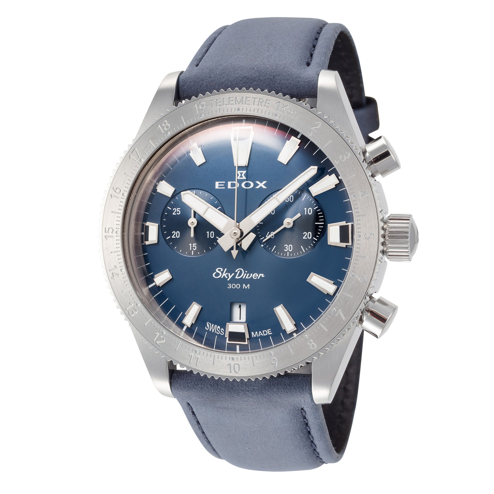 Edox Men’s SkyDiver 40mm Quartz Chronograph Watch 10116-3-BUIDN