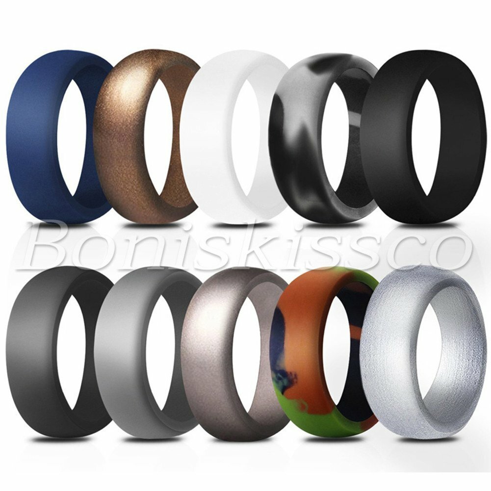 10 Colors 8.7mm Mens Silicone Wedding Ring Band Promise Engagement Sports Outfit