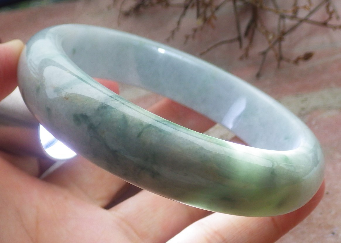 Video Certified Green Burma A JADE Jadeite Circle Bangle Bracelet 61 mm 404923