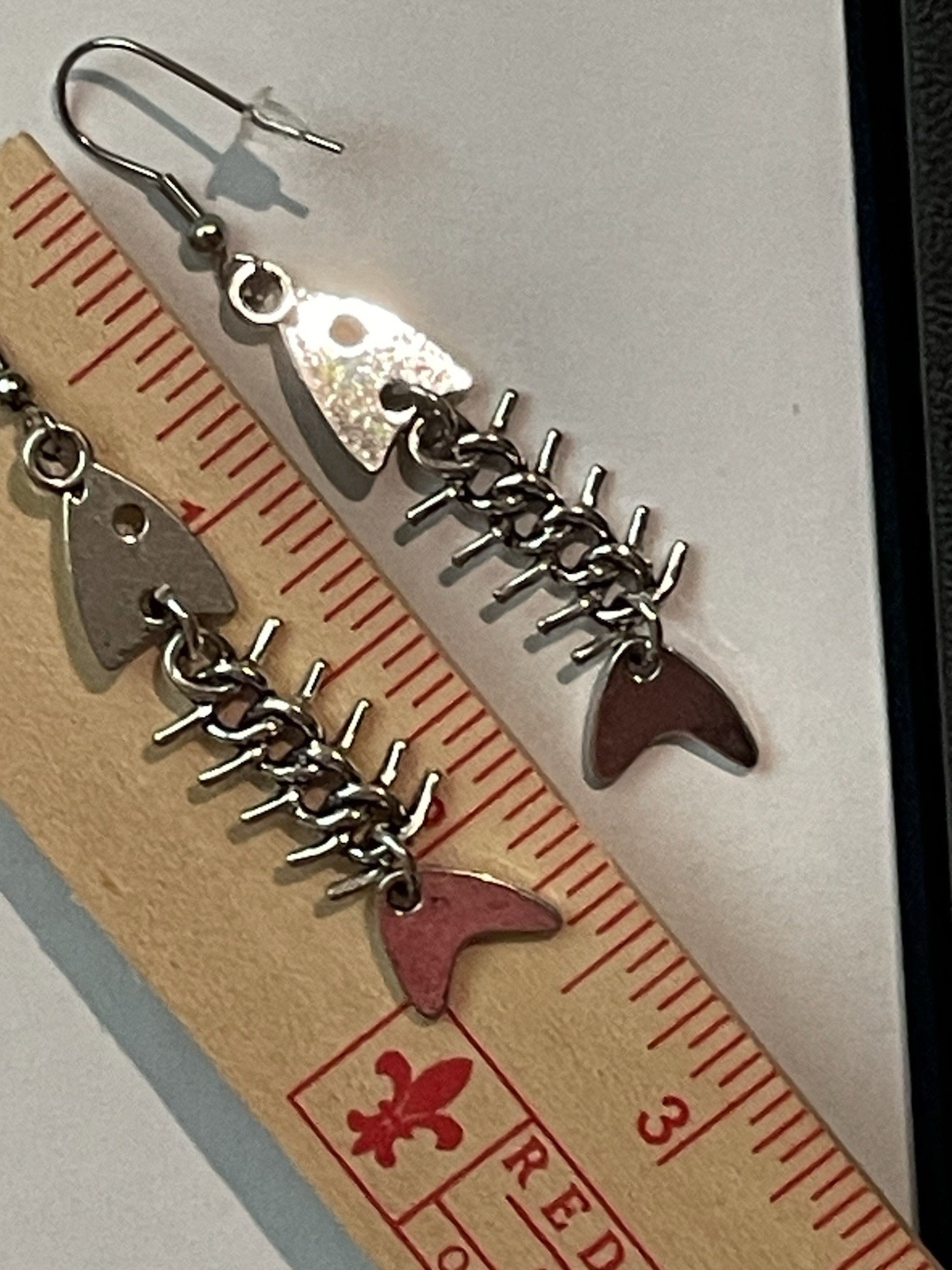 FISHBONE Silver EARRINGS Surgical Hooks Beach Sea Nautical Coastal Jewelry NEW