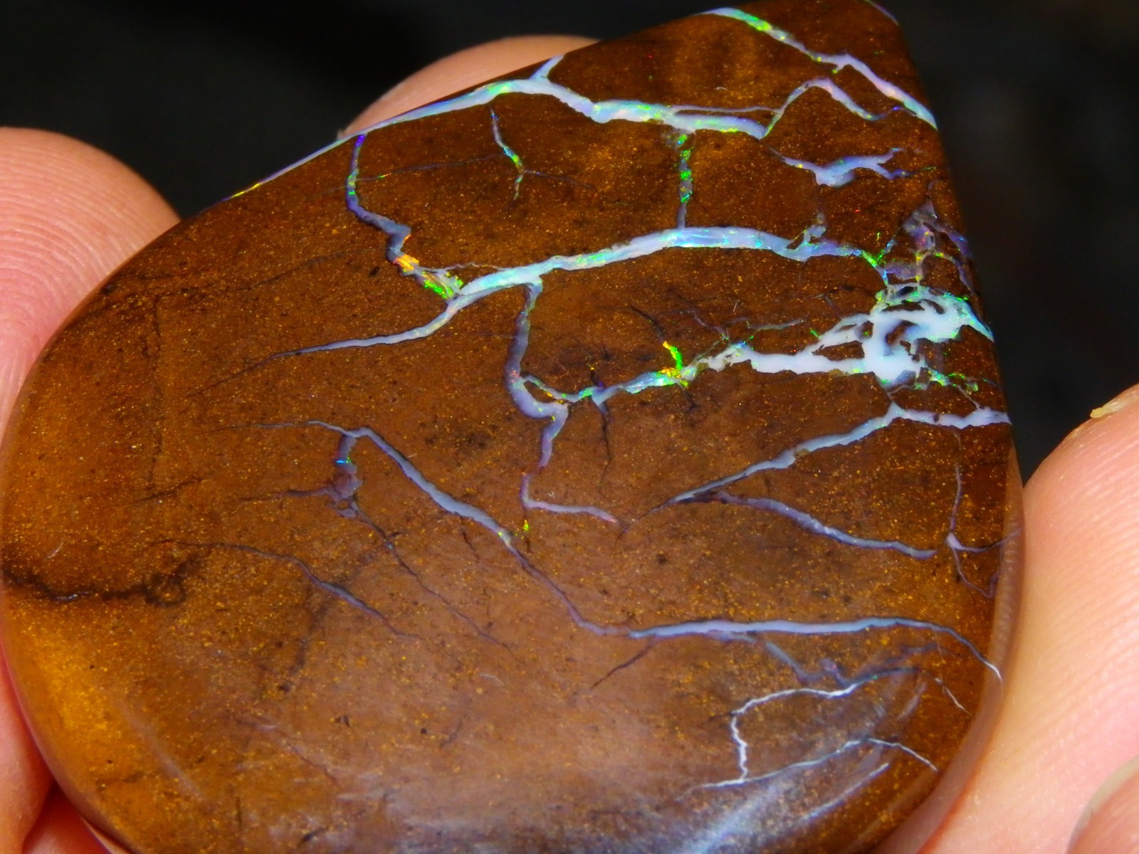 Quality Opalton Boulder Matrix Opal Freeform Cab 128.78cts Multicolour/Veins Qld