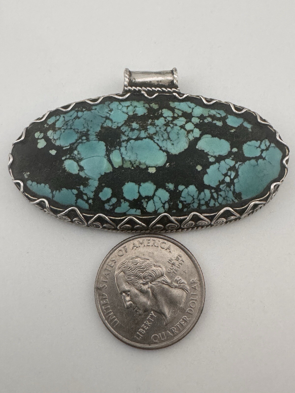 Spiderweb Turquoise Natural 24.8g (32.38×64.20×5.46) Vantage Pendant S00018