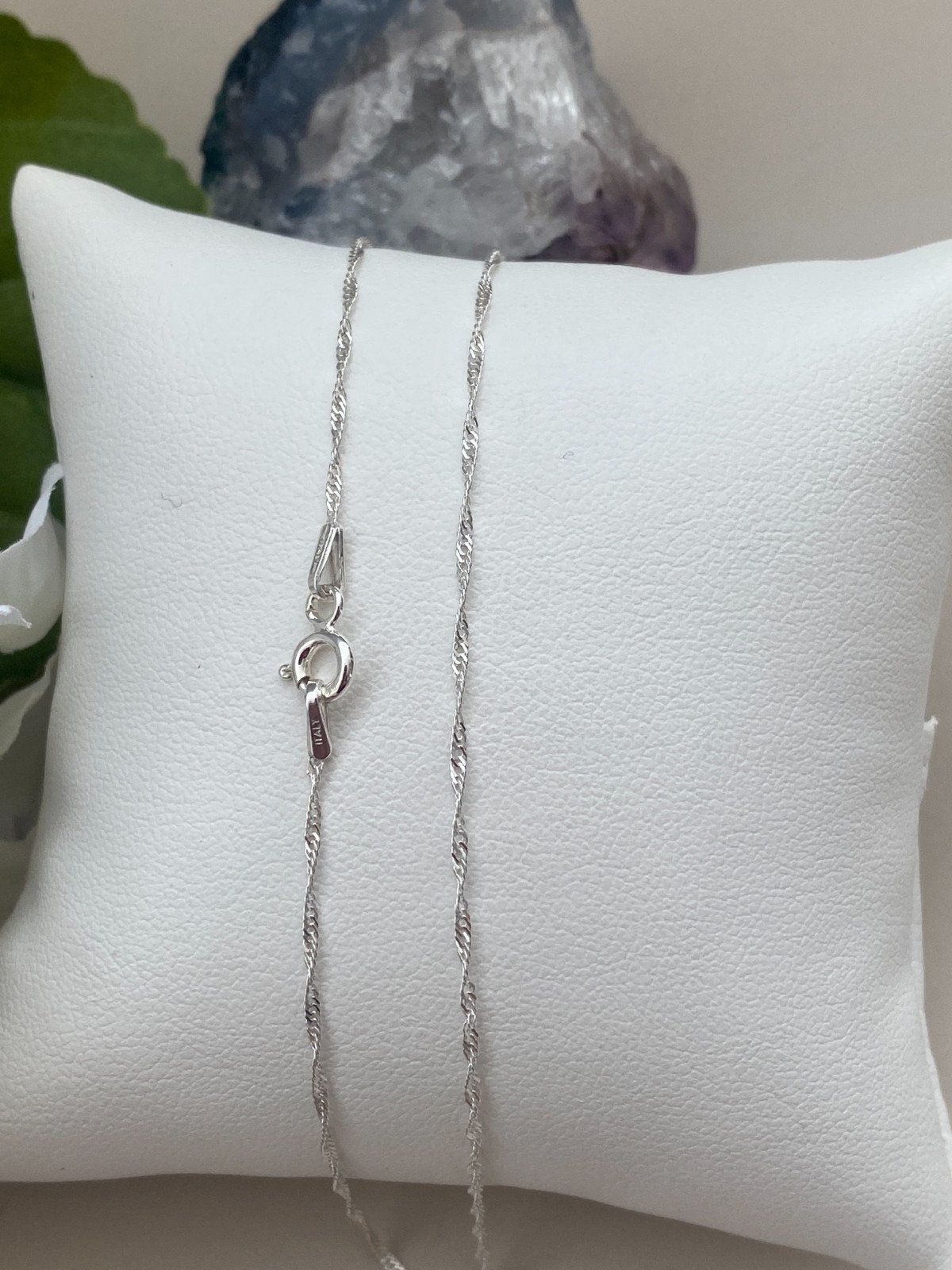 925 Sterling Silver Chain Necklace-Singapore chain-Finished ,Ready to Wear-1mm
