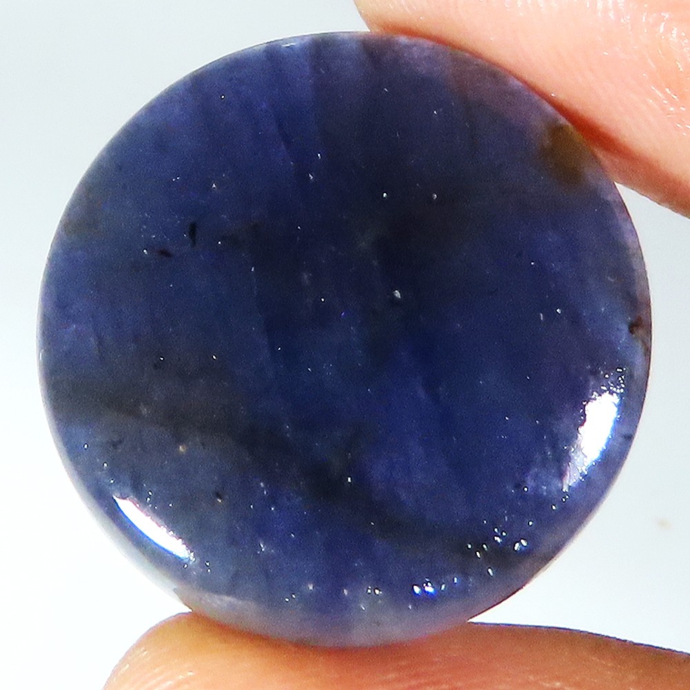 (25X25X05 MM SIZE) 28.00 Carat. NATURAL IOLITE SUNSTONE ROUND CABOCHON GEMSTONE