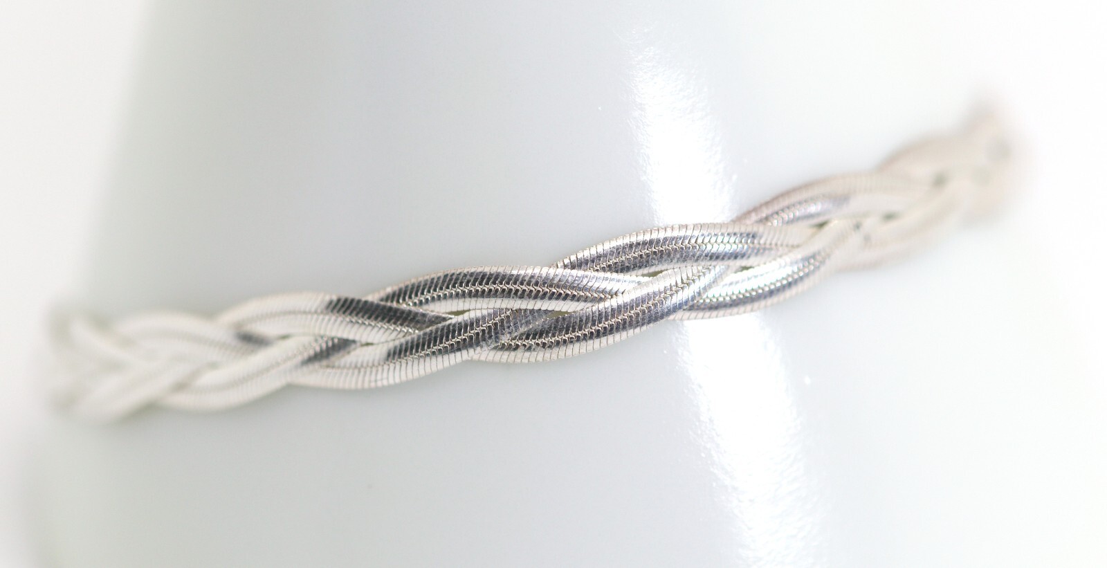 925 ITALY BIB, Snake Chain Ladies Bracelet Braided, L: 18-19cm Lobster Clasp