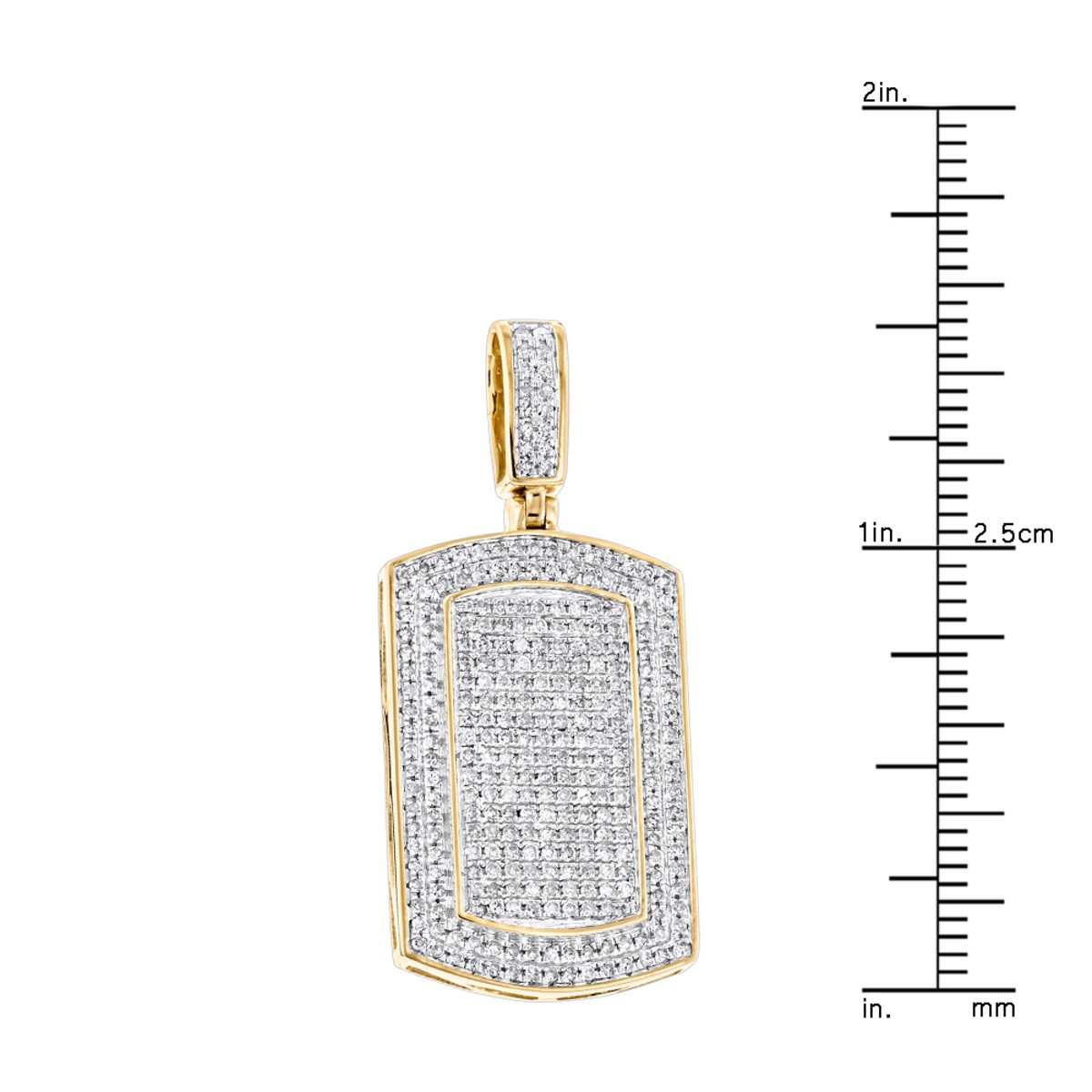 Unisex Diamond Dog Tags 10K Gold Iced Out Small Dog Tag Pendant by Luxurman