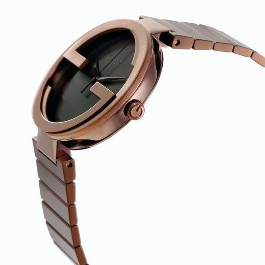 Gucci Interlocking XL PVD 42mm Steel Brown Dial Men Quartz Watch YA133211 – NWOT