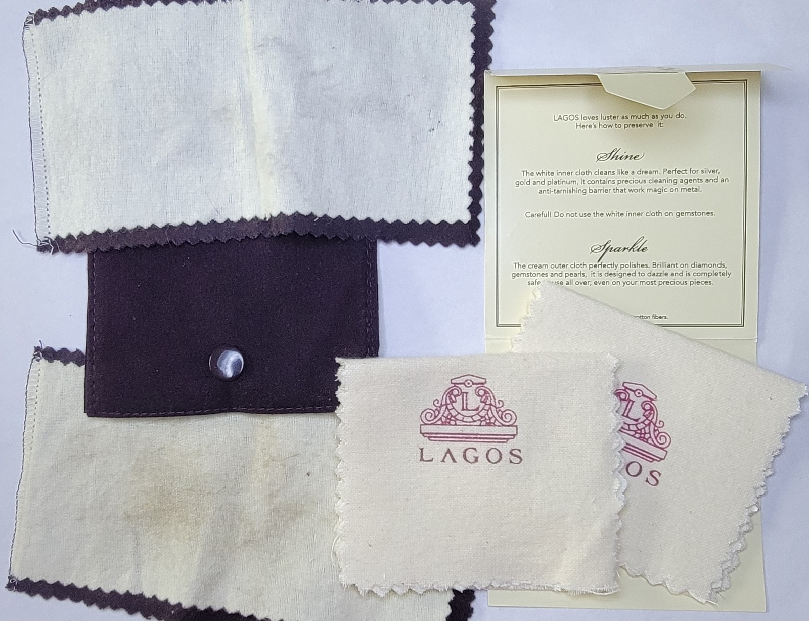 Lagos Jewelry Pouch with Polishing Cloths for earrings, rings, cufflinks, etc
