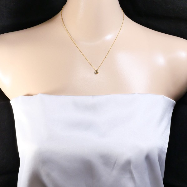 K18YG Necklace with Brown Diamond (0.2 carat), Total Weight Approx. 1.1g, Ar…