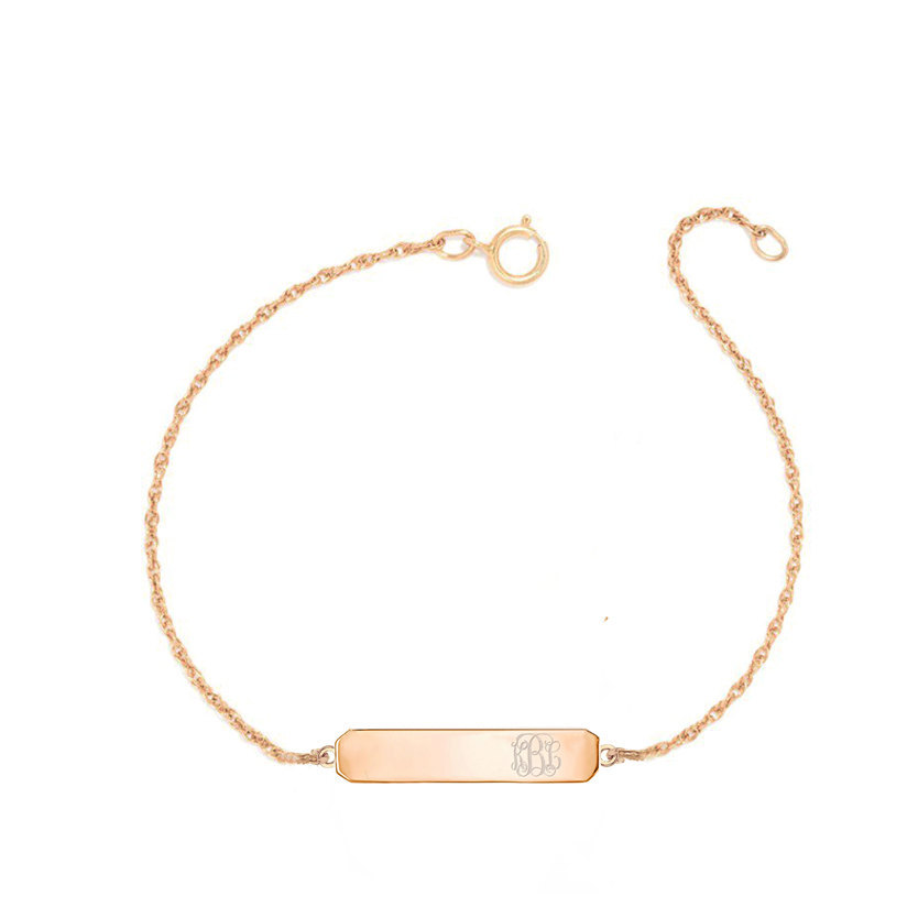 Personalized Any Engraving 1″ Bar Link Bracelet in Rose Gold Plated Silver