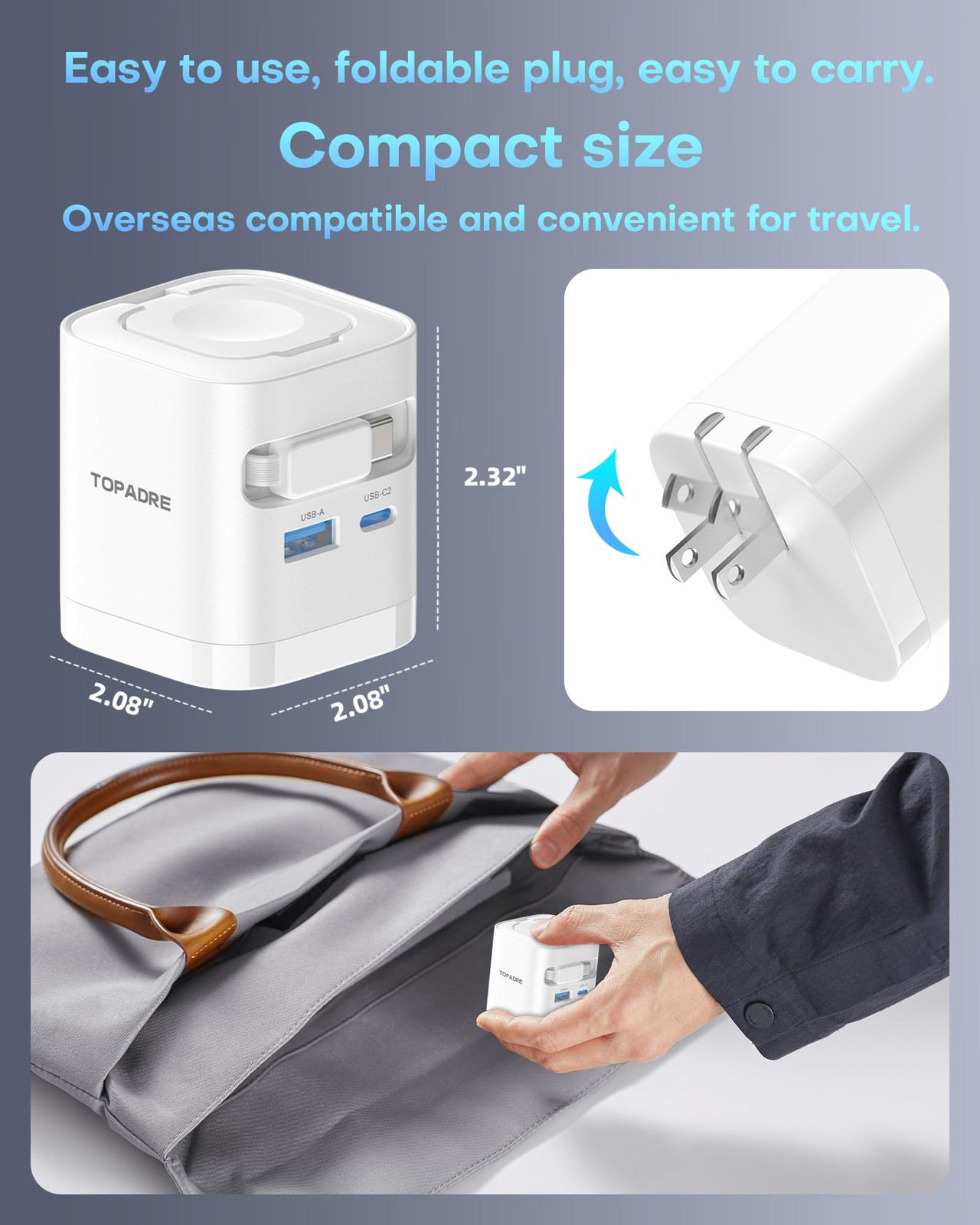 for Apple Watch Charger, 65W Retractable USB-C Wall Charger with Foldable Plu…