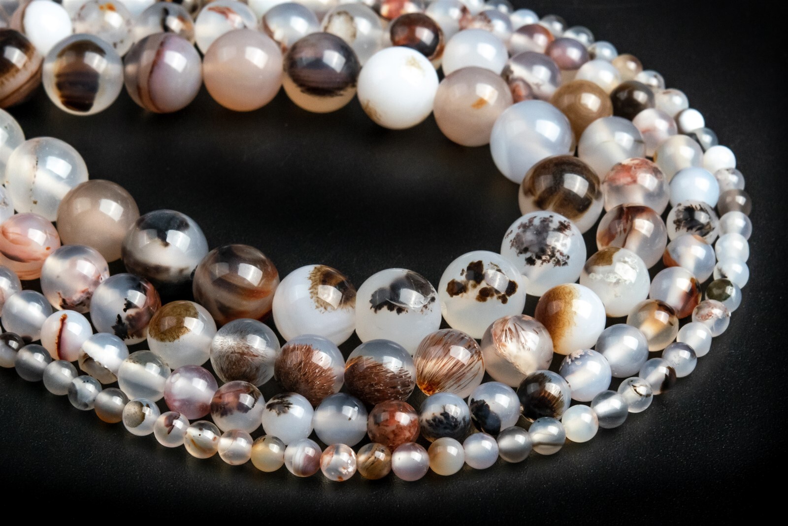 Natural Flower Agate Beads Grade AAA Round Gemstone Loose Beads 4/6/8/10-11/12MM