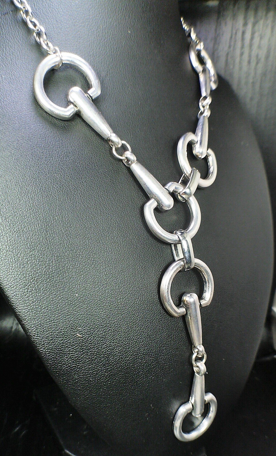 Horse Bit Lariat Necklace Silver Tone Equestrian Western Cowgirl Statement Piece