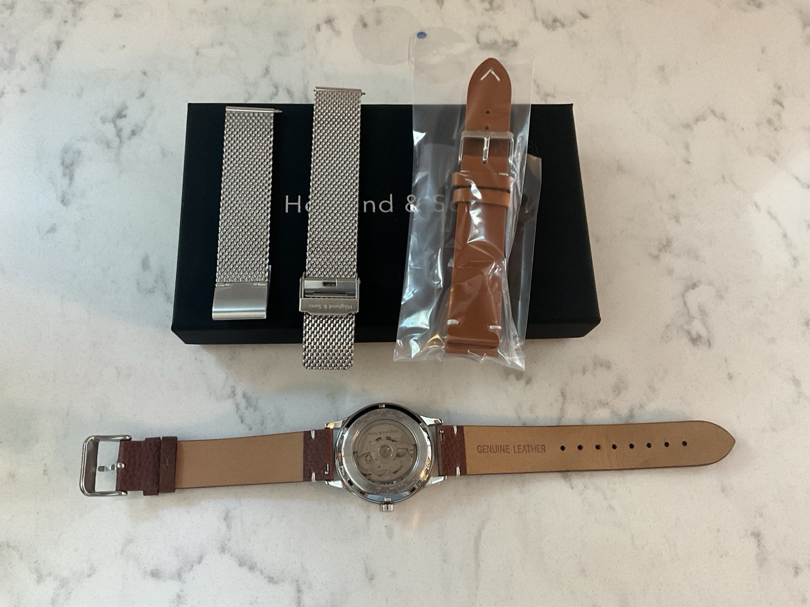 Hoglund & Sons Watch GMT Blue Aventurine Dial Watch 3 Bracelet/Strap Options