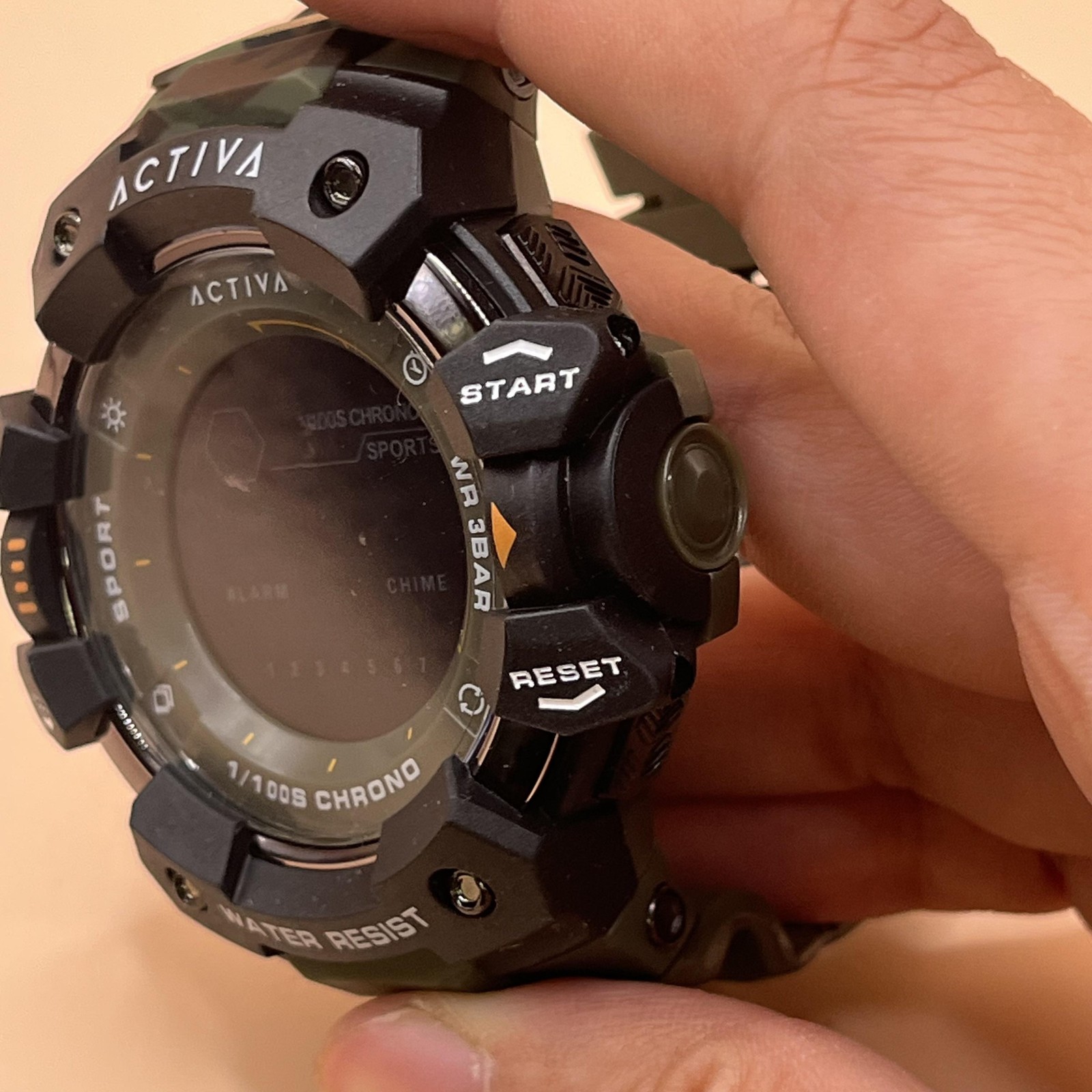 Activa Digital Sports Watch Camo Strap 3 BAR Water Resist Alarm Chrono Light