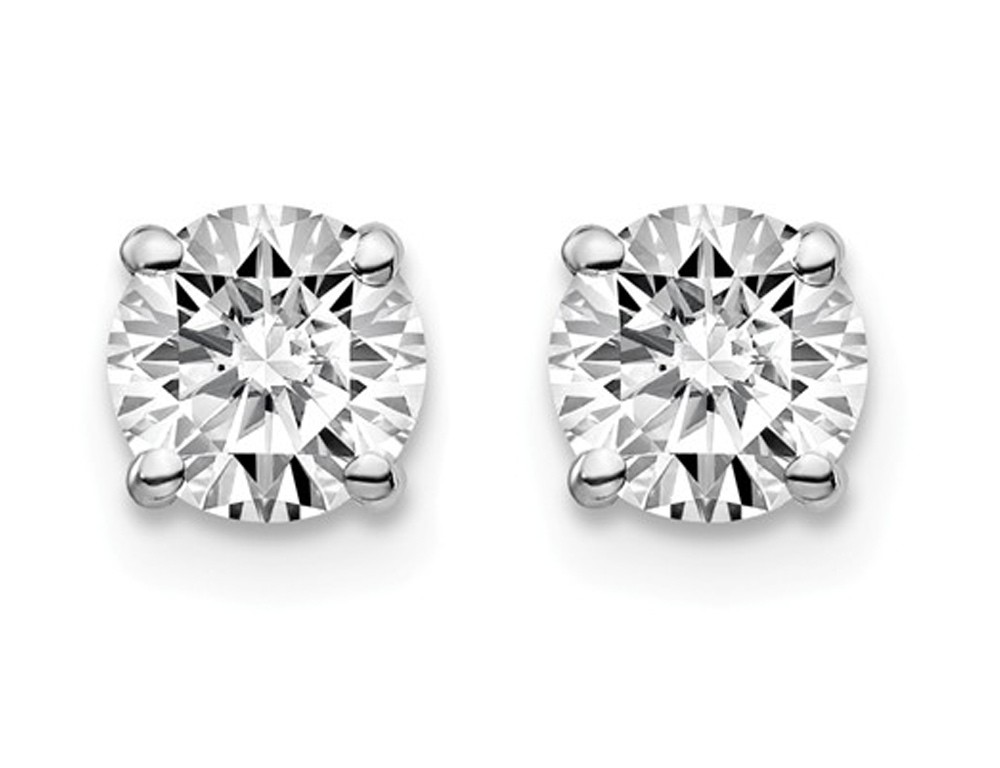 1.00 Carat (ctw VS2-Si1, D-E-F) Lab Grown Diamond Solitaire Earrings 14K Gold