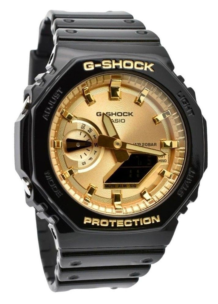 Casio G-SHOCK Black And Gold Alarm World Time Timer GA-2100GB-1A 200M Mens Watch