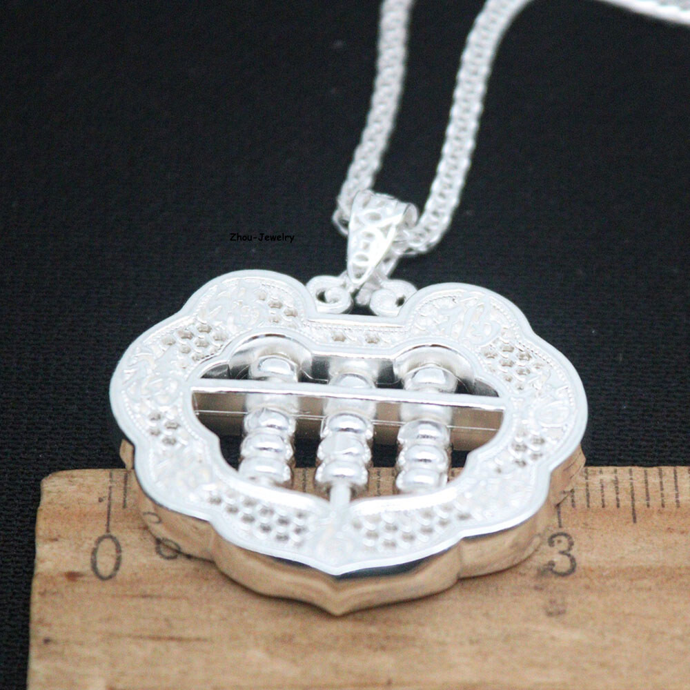 Pure S999 Sterling Silver Pendant Women Men Hollow Abacus Pendant 9-10g 37*31mm
