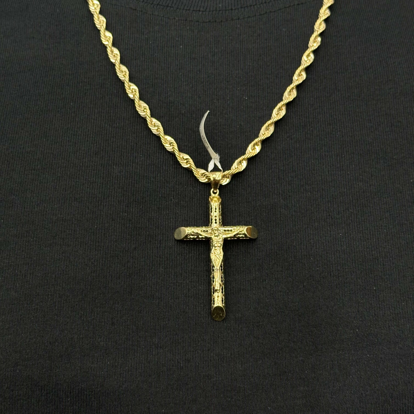 10k Real Gold Charm Jesus Cross Crucifix Christian Catholic Pendant
