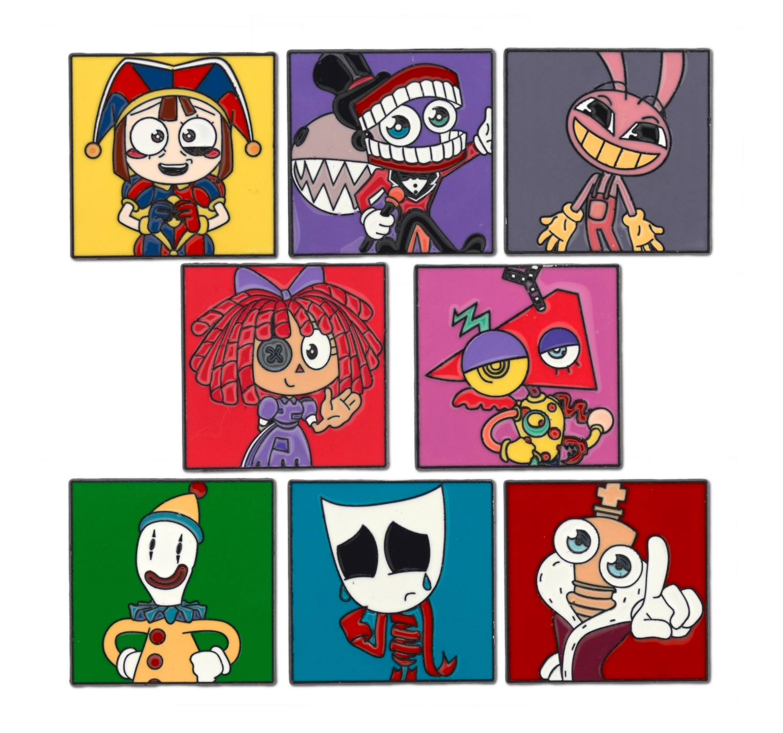 The Amazing Digital Circus 8pc Enamel Pins Set Jax Pomni Kinger Caine Ragatha