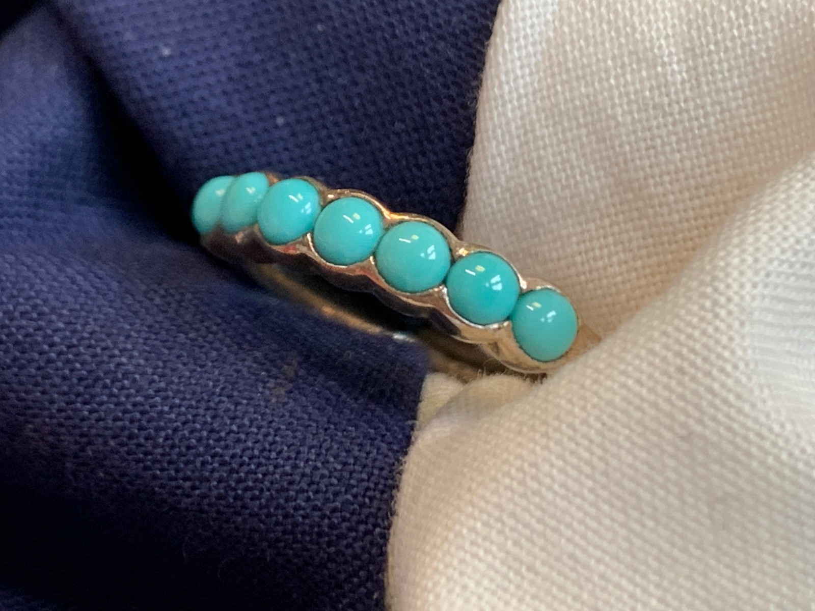 Sterling Silver Ring 2.73g Fine Jewelry Size 7 Band Turquoise Look Stones *READ*