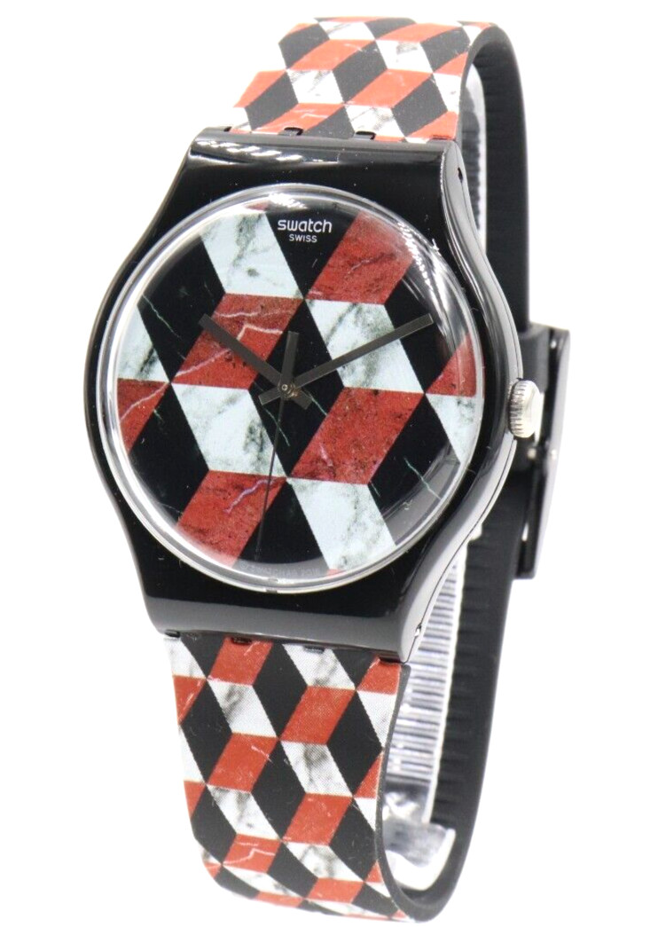 Swiss Swatch Originals PAVIMENTO Black Multicolor Silicone Watch 41mm SUOB142