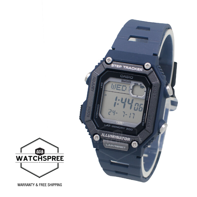 Casio Bluetooth® Step Tracker Dual Time Resin Blue Band Watch WS-B1000-2A