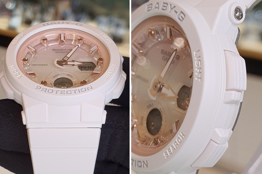 Casio Baby-G BGA-250-7A2DR Beach Traveler White Pink Analog Digital Watch 100M