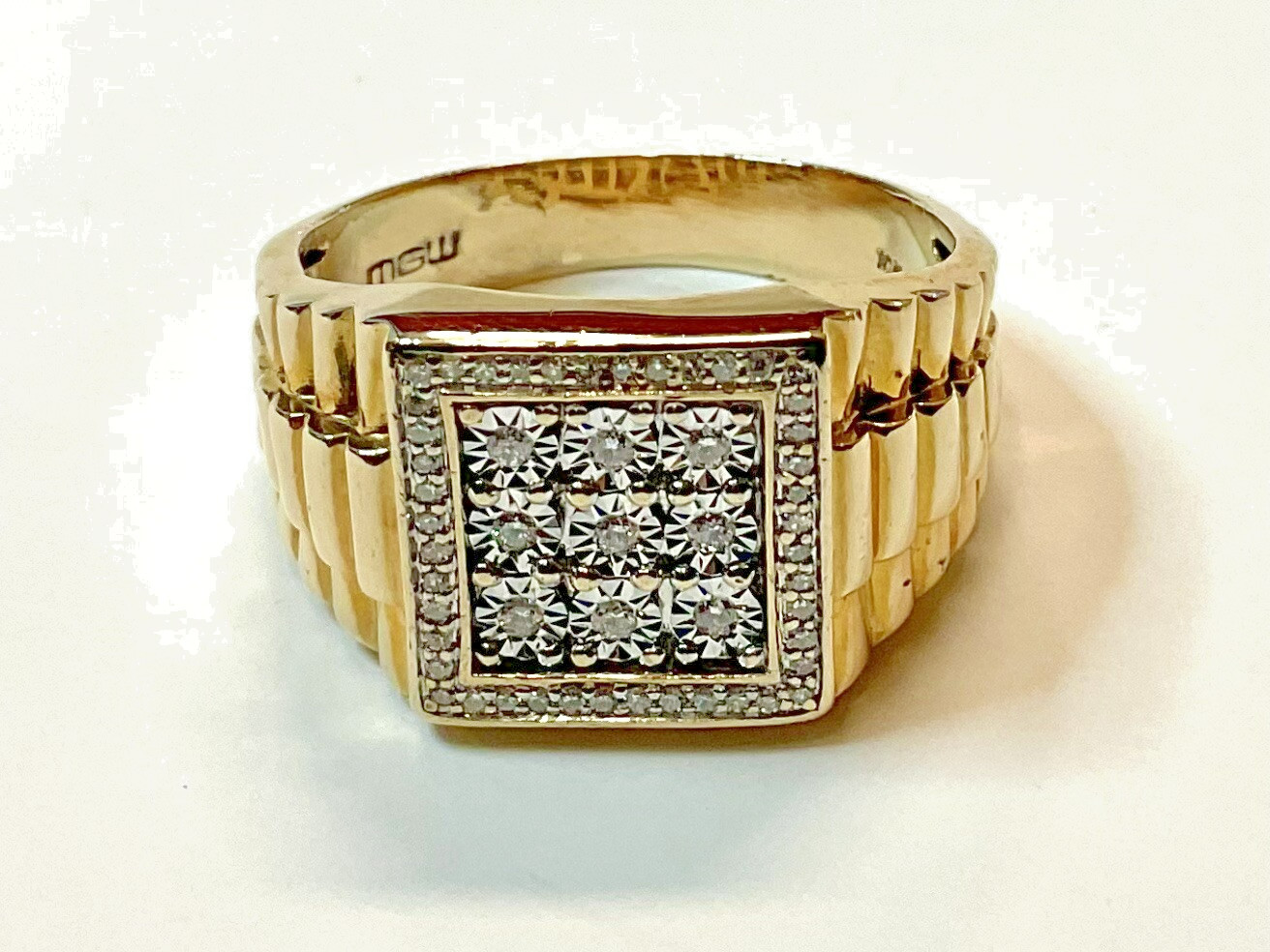 10 K Gold Men’s Ring Size 12 Diamond 8.6 Gr