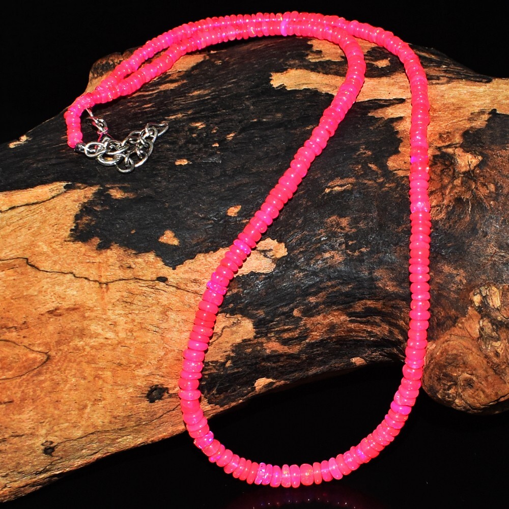 Fabulous Top Pink Ethiopian Opal 41.00 Cts Beaded Beautiful Necklace VK 04 E584