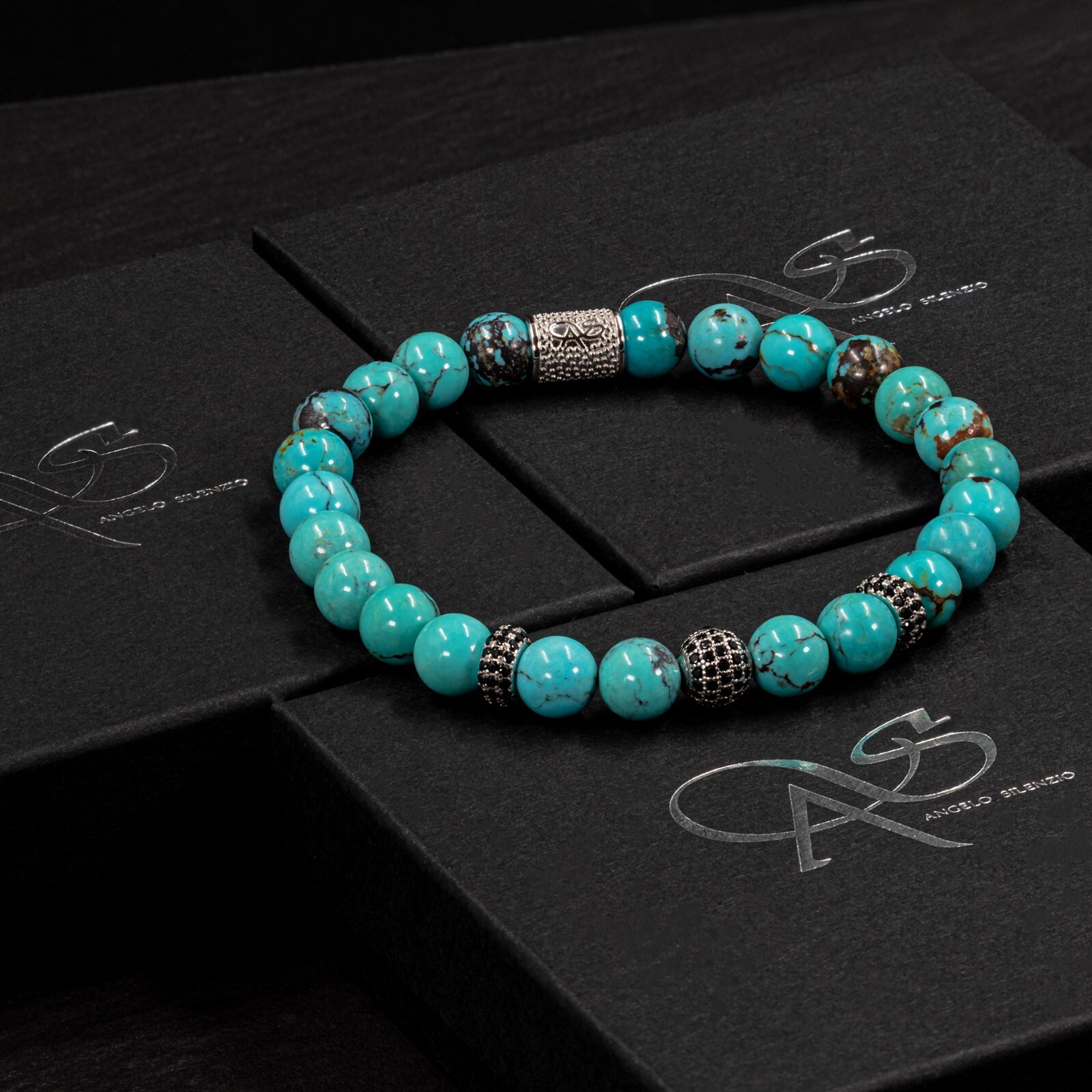 Turquoise 925 Sterling Silver Bracelet Bracelet Beaded Bracelet Genuine USA Zircon