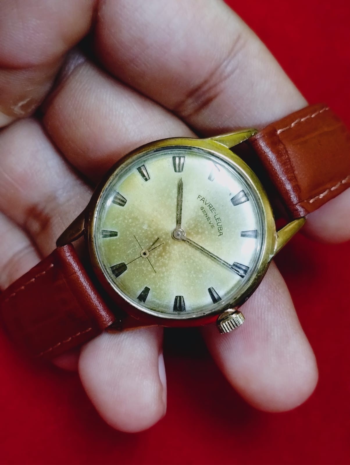 Vintage Favre leuba Geneve sub second original men swiss working wrist watch 058