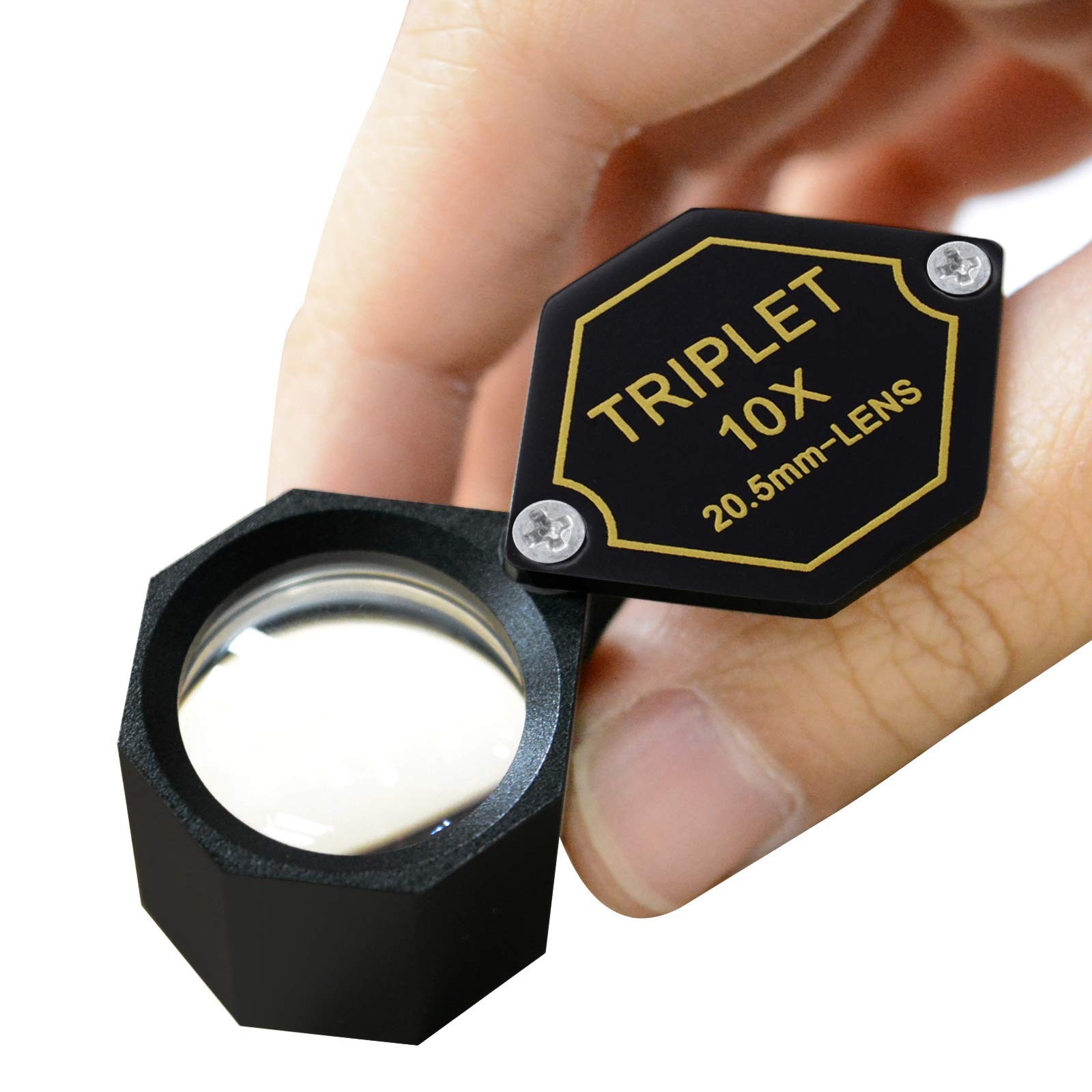 10x Magnifier Jewelry Loupe 20.5mm Triplet Lens Optical Glass Pocket Gem Magn…
