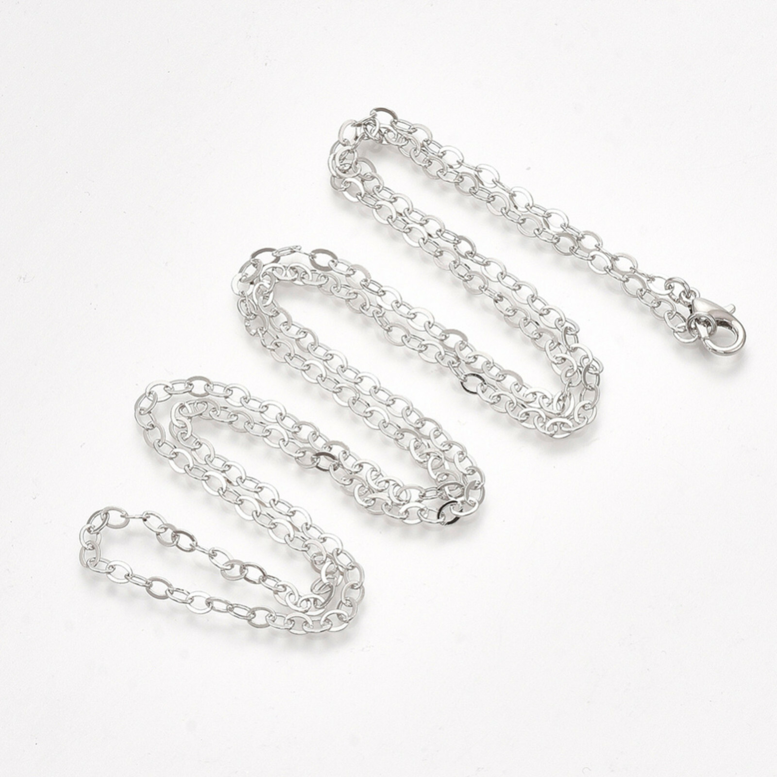 Brass Cable Chain Necklace Making with Lobster Claw Clasps Platinum.32″(81.5cm)