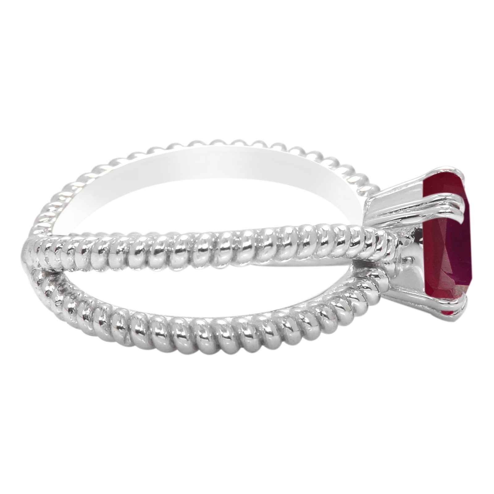 925 Sterling Silver 2.00Cts. Cushion Shape Natural Red Ruby Ring – Tariffs Free