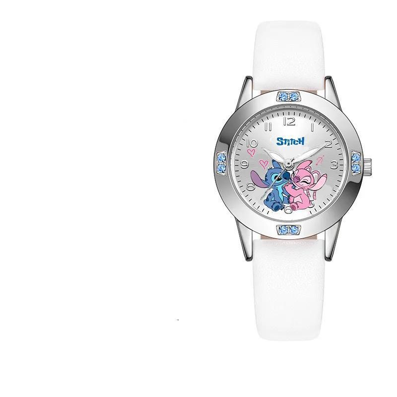 Disney Stitch Watches Diamond Quartz Watch for Women Stich Cartoon Leather Wrist