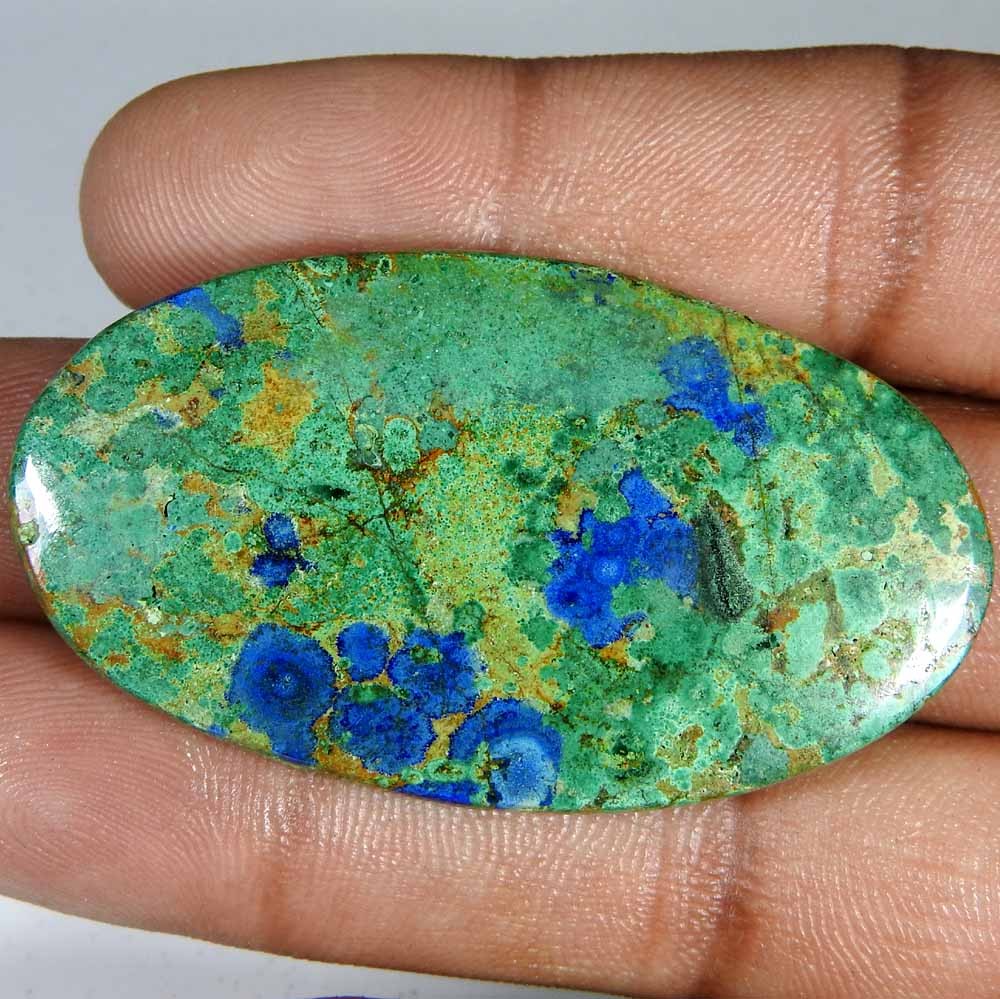 58.25 Ct Natural Blue Azurite Chrysocolla Oval Cabochon Loose Gemstone