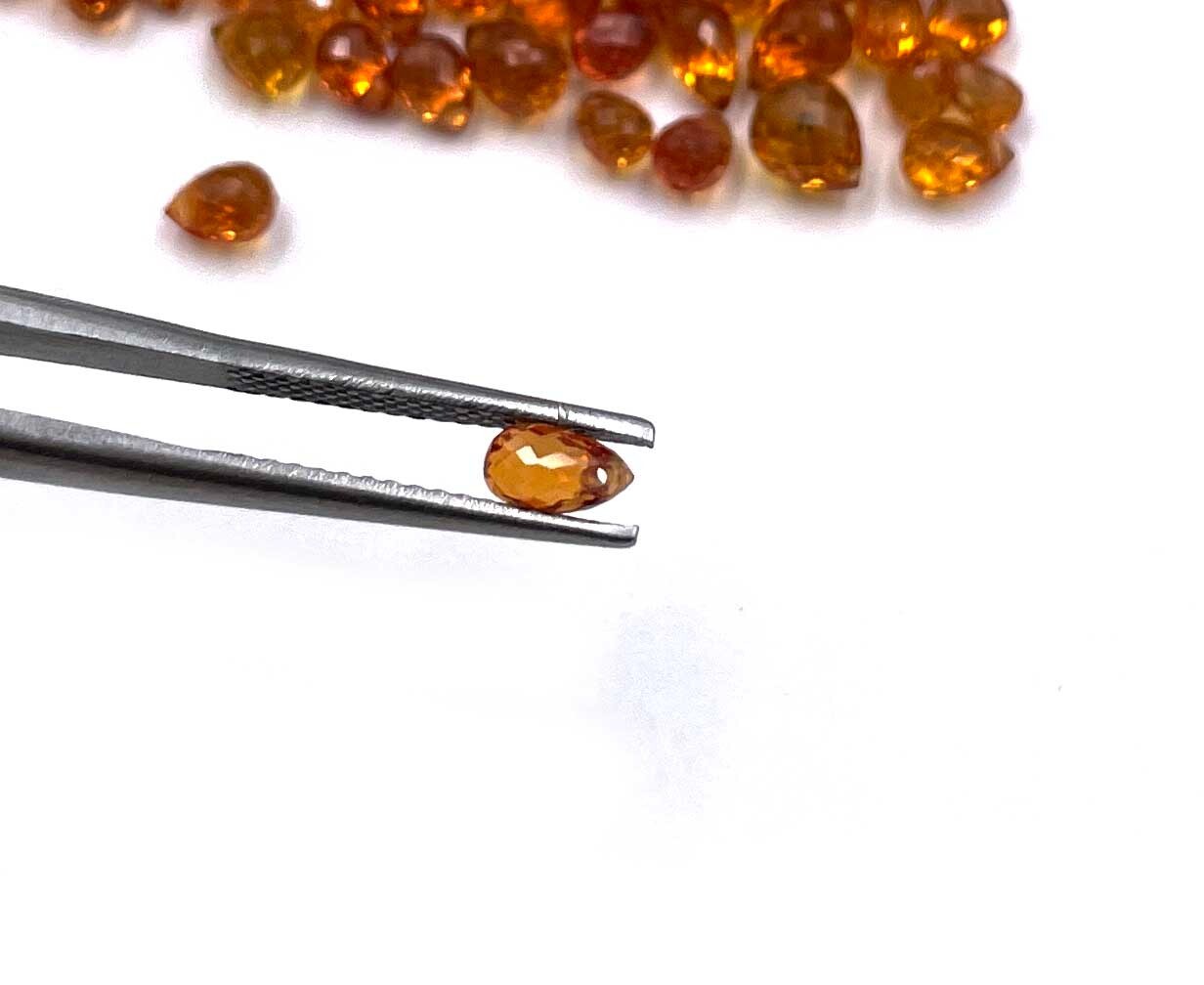 Natural Orange Sapphire Tear Drop Drilled Cut Gemstone 8 Pcs 2.50*3-4*6 MM 3 CT
