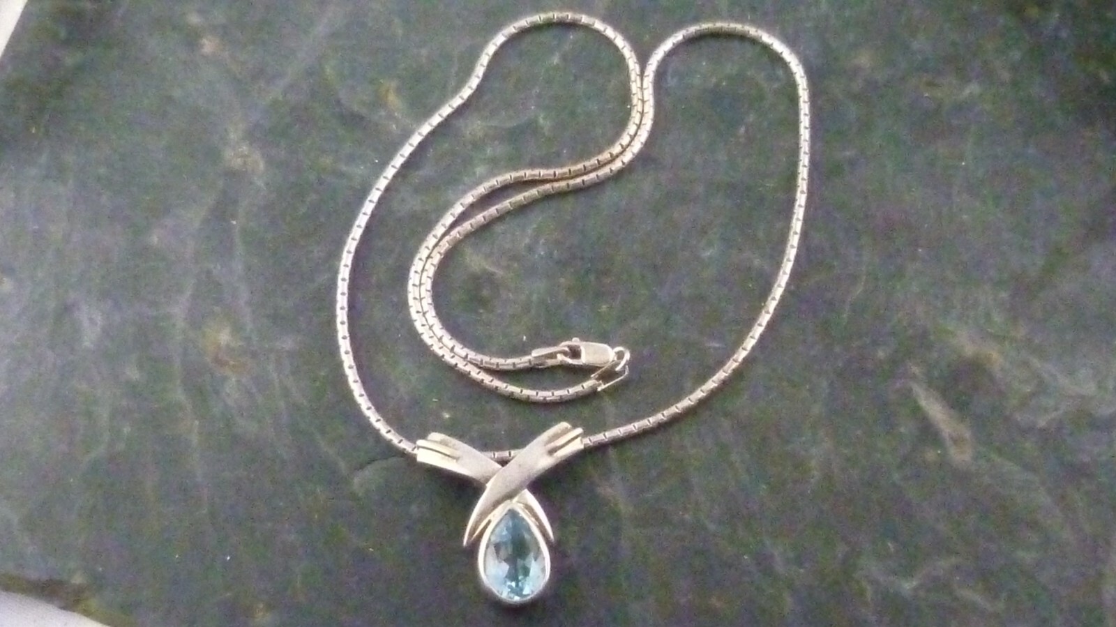 Delicate Light Blue Gemstones Pendant Necklace Italy 925 Sterling Silver