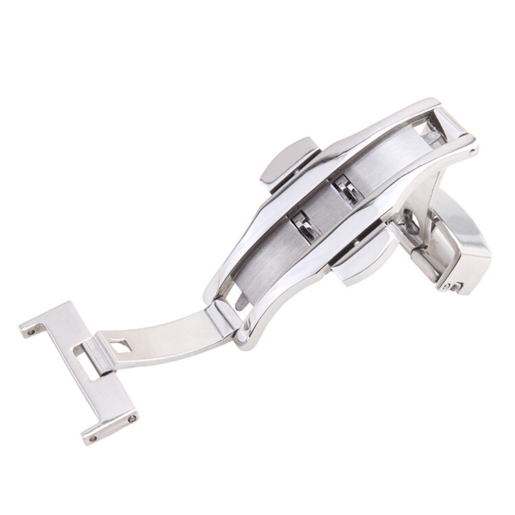 Butterfly Double Snap Clasp 10 12 14 16 18 20 22mm Stainless Steel Watch Buckle