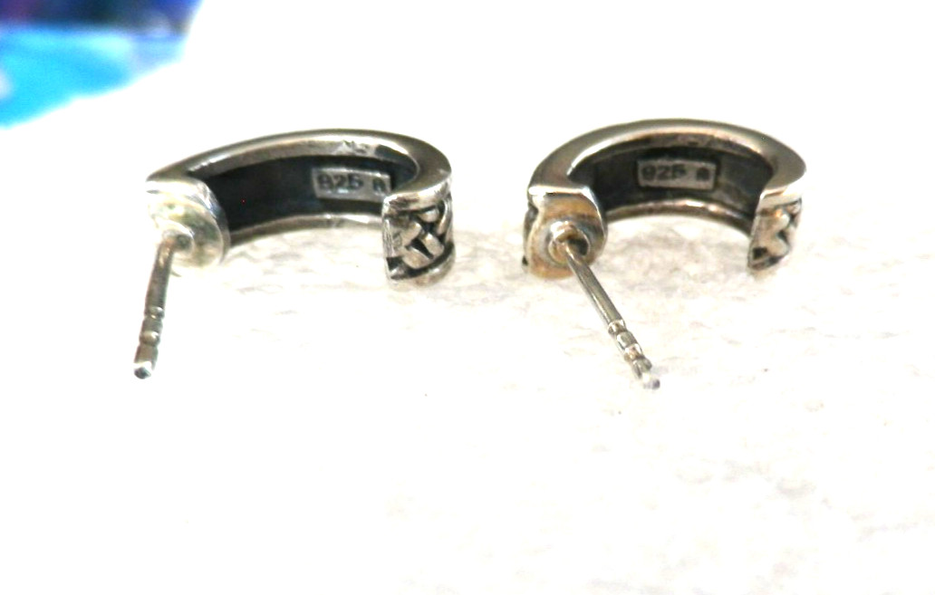Vintage 925 Sterling Silver Braided Design Half Hoop Earrings 3.2 grams