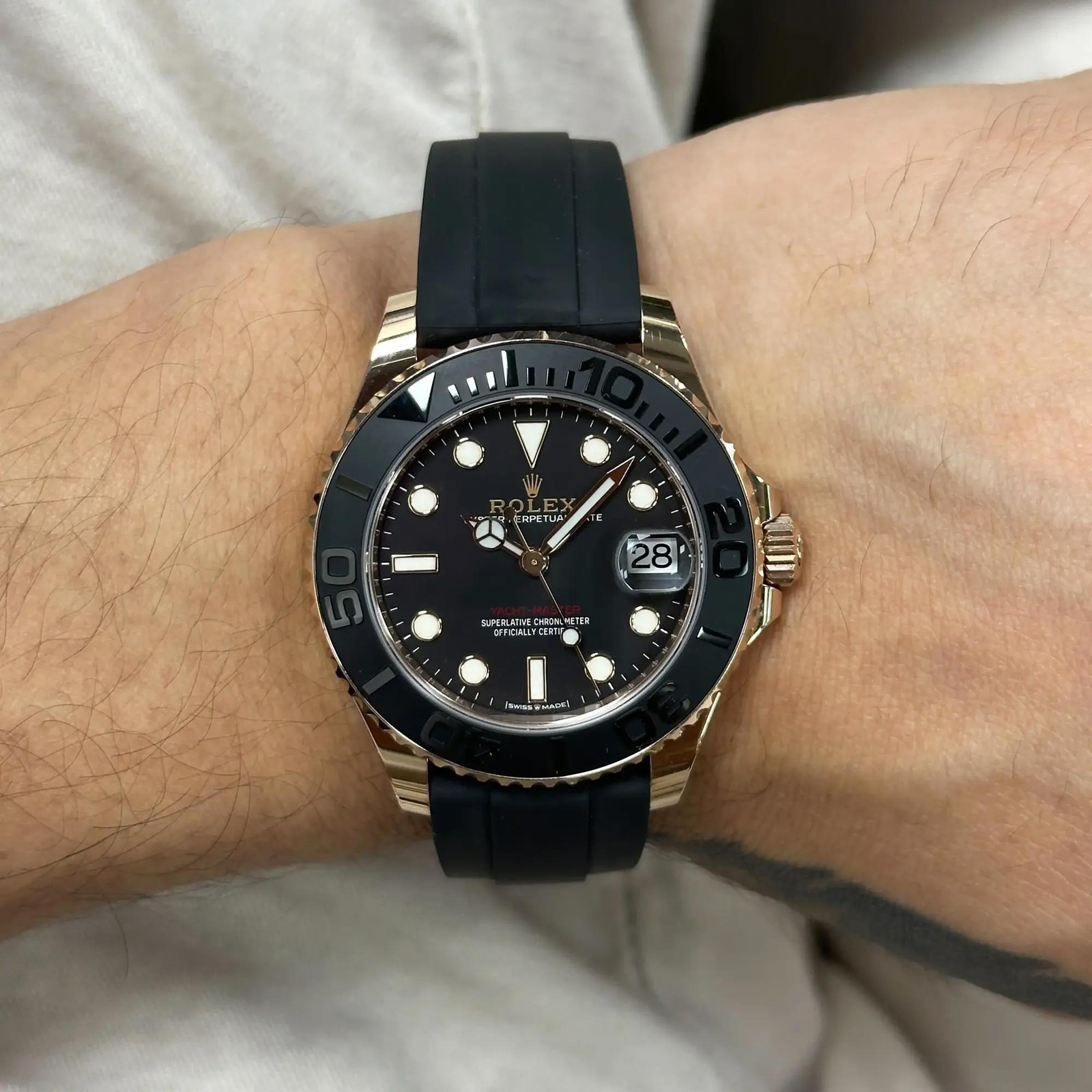 2022 Rolex 268655 Yacht Master 37mm 18K Rose Gold Rubber Automatic Watch