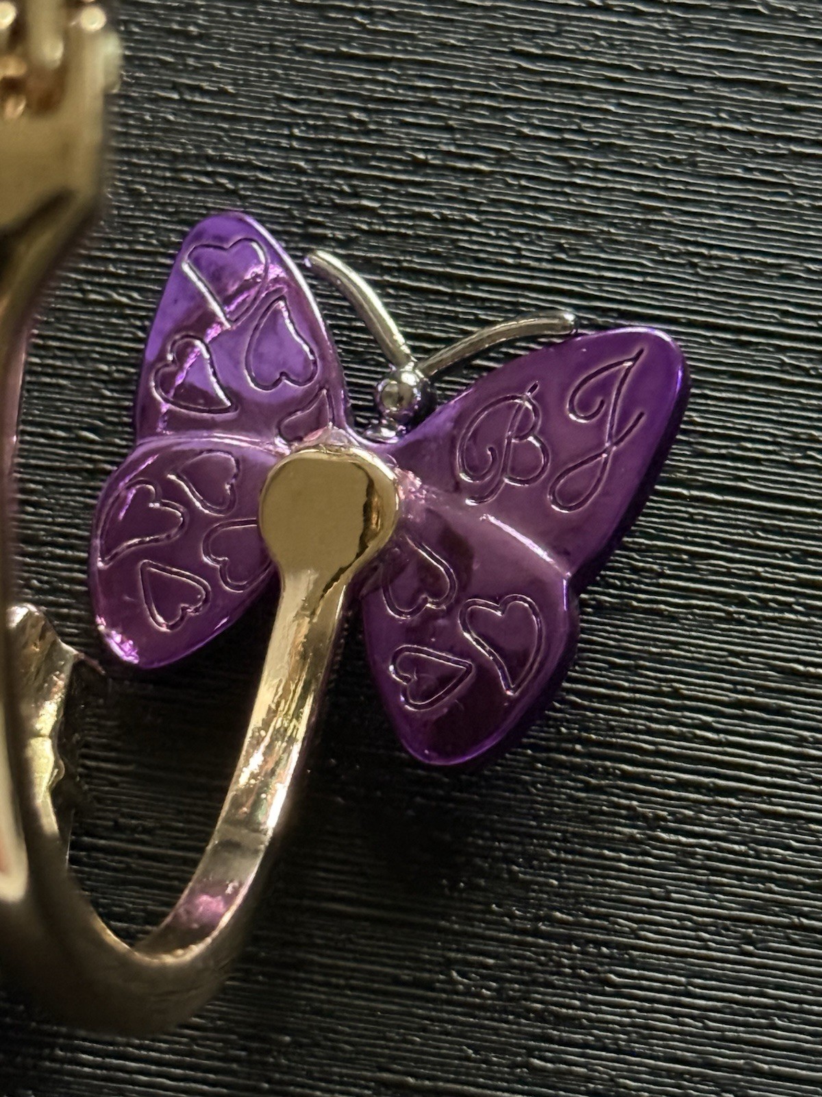 Betsey Johnson Xox💋Purple Glitter~Butterfly~Blue-Green Crystal~Hinged Bangle